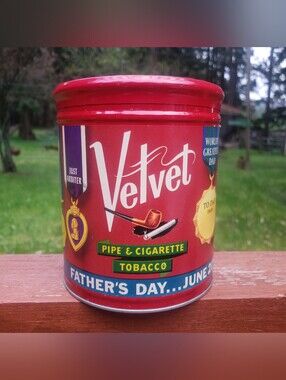 Father's Day EMPTY Velvet Tobacco Tin Can WITH WEAR